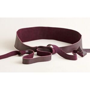 Chico’s Genuine Leather Reversible Obi Belt Shiraz Large NWT 110” Wrap